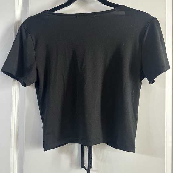 Black Ruched V-Neck Top - Picture 2 of 4